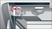 Glove box: Button for tyre pressure loss indicator